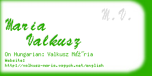 maria valkusz business card